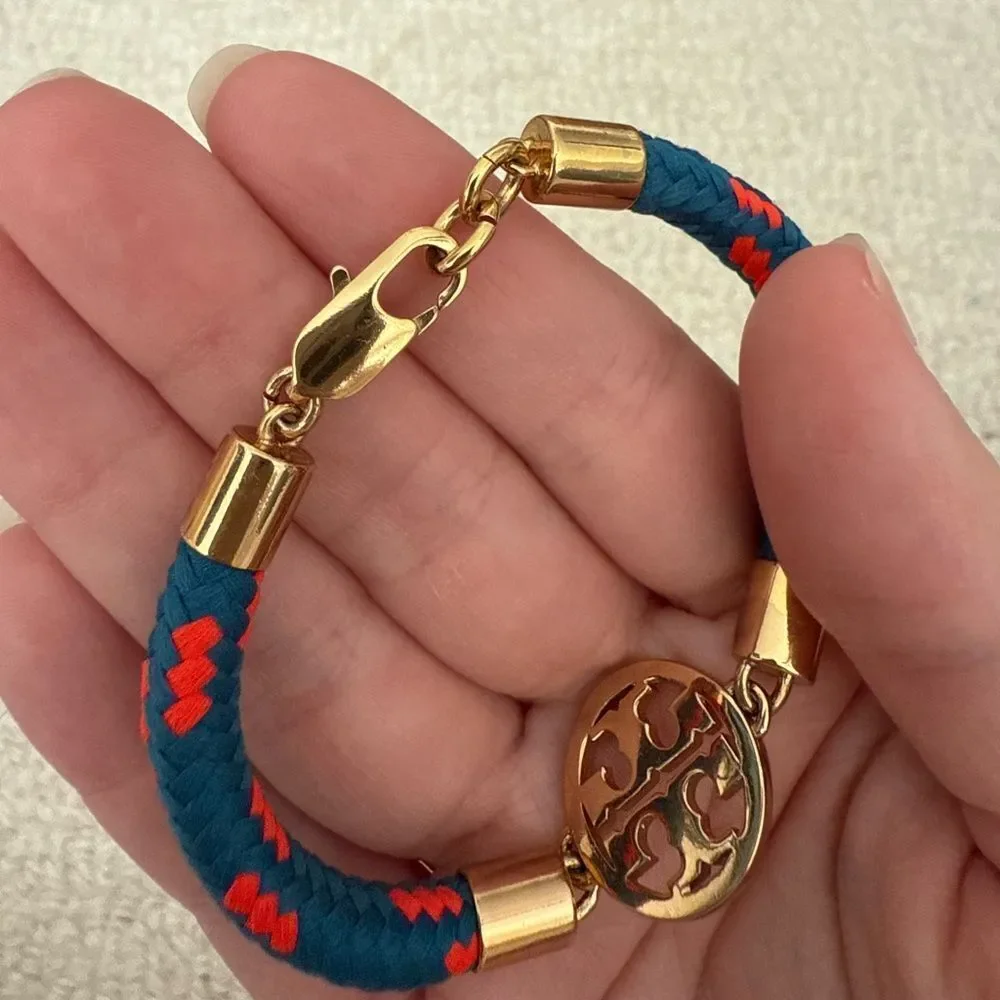 Tory Burch Rope Logo Bracelet Red & Blue
